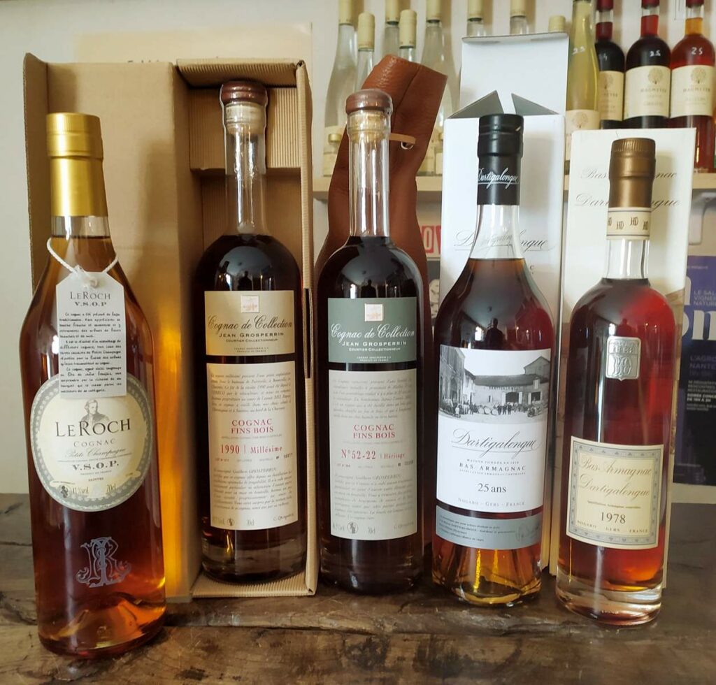 cognac Grosperrin 52-22Bas-Armagnac Dartigalongue 25 ans cave à vins Nantes centre